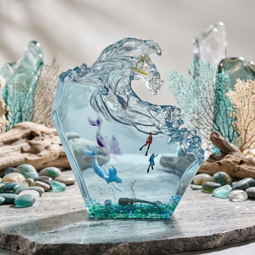 Ocean's Embrace Wave Sculpture. The mermaid treasure