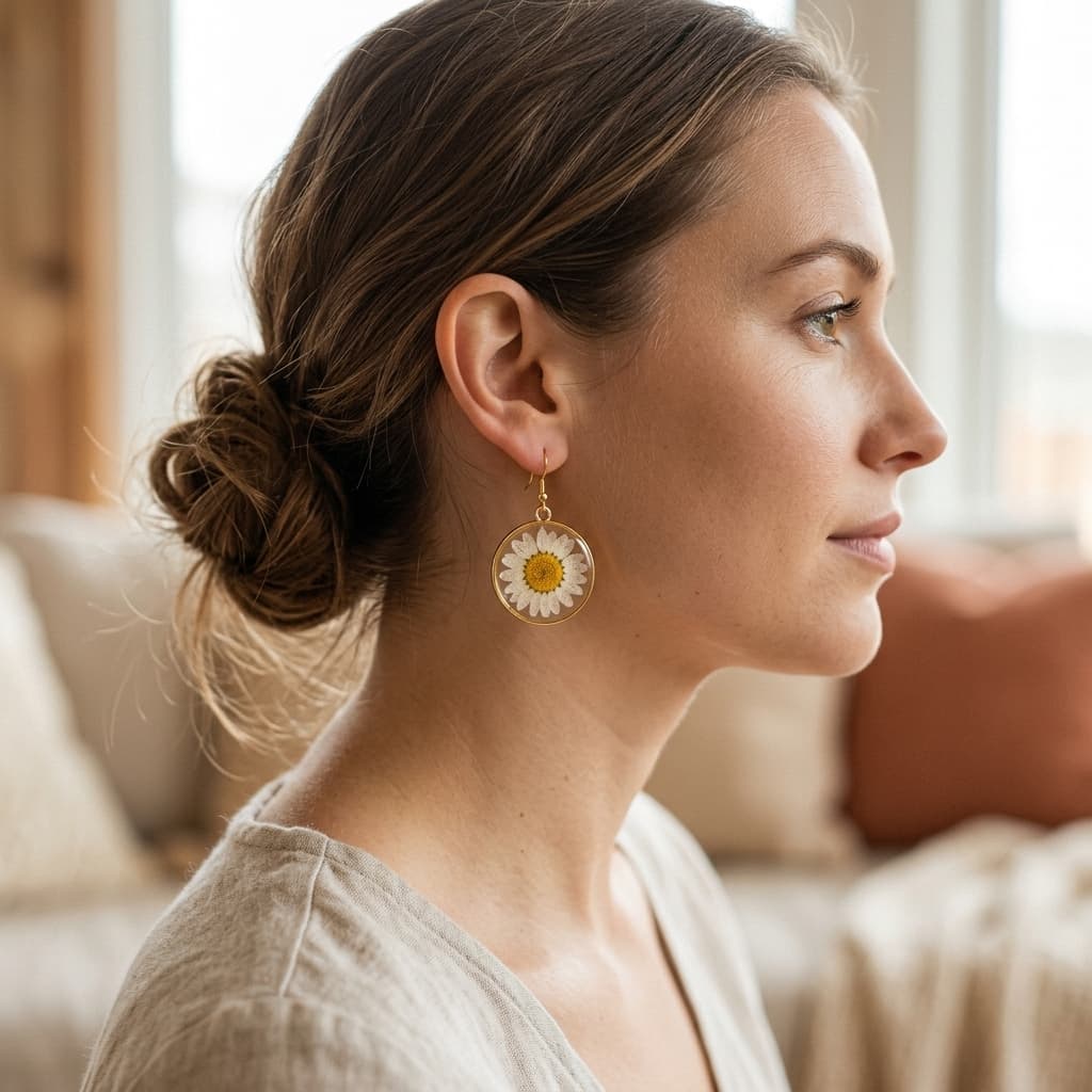 Golden Daisy Round Pendant